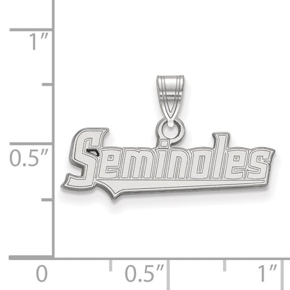 Sterling Silver Rhodium Plated Logoart Florida State University Seminoles Script Small Pendant