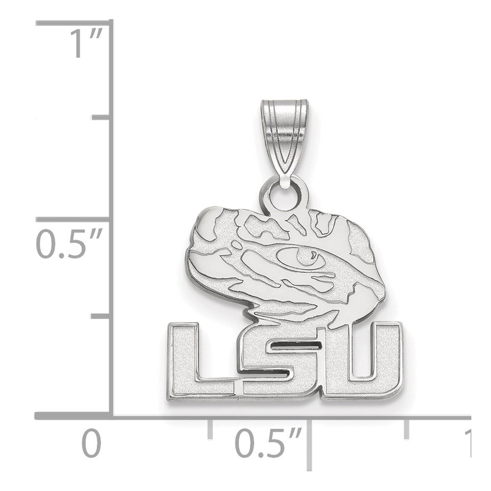 14K White Gold Logoart Louisiana State University L S U Tiger Eye Small Pendant