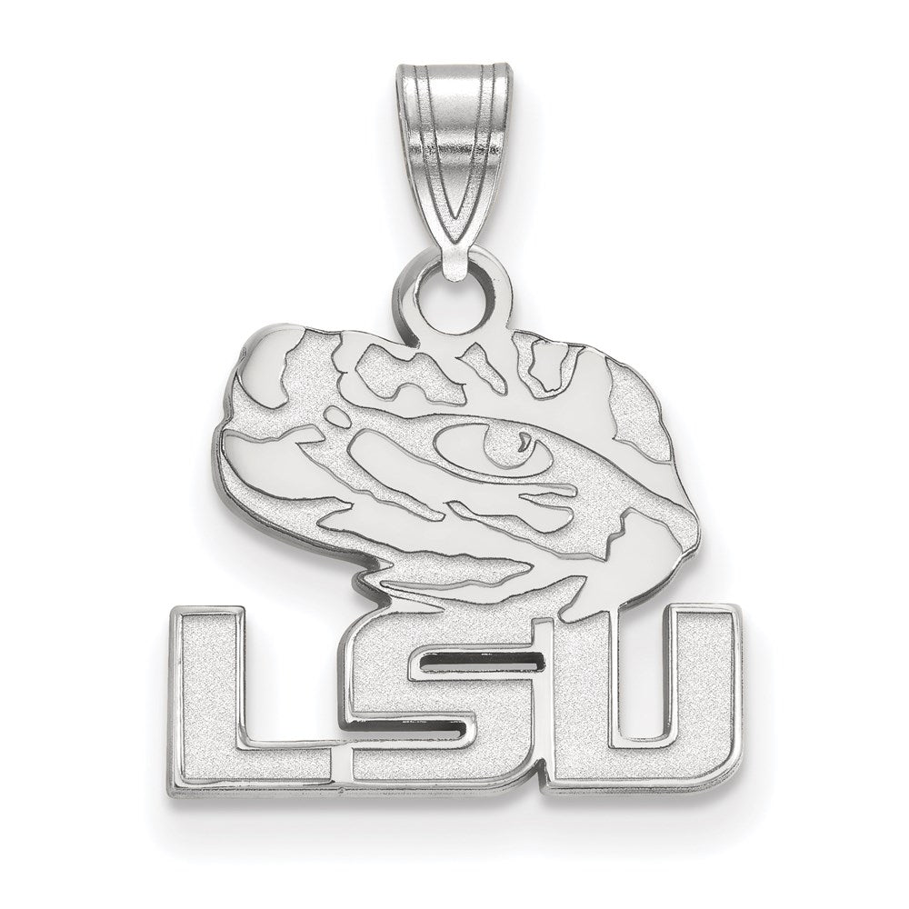 Sterling Silver Rhodium Plated Logoart Louisiana State University L S U Tiger Eye Small Pendant