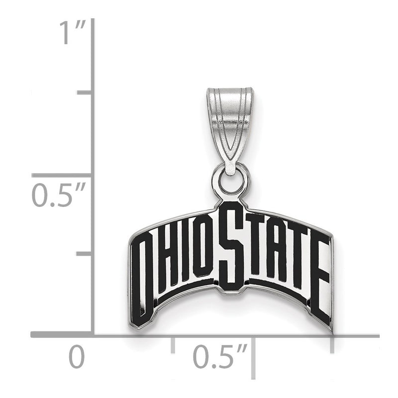 Sterling Silver Rhodium Plated Logoart The Ohio State University Medium Enameled Pendant