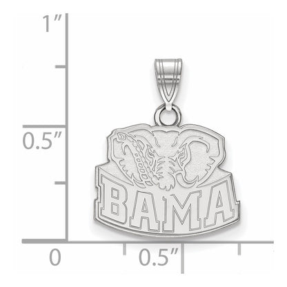 Sterling Silver Rhodium Plated Logoart University Of Alabama Elephant Small Pendant