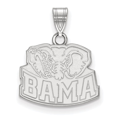 Sterling Silver Rhodium Plated Logoart University Of Alabama Elephant Small Pendant