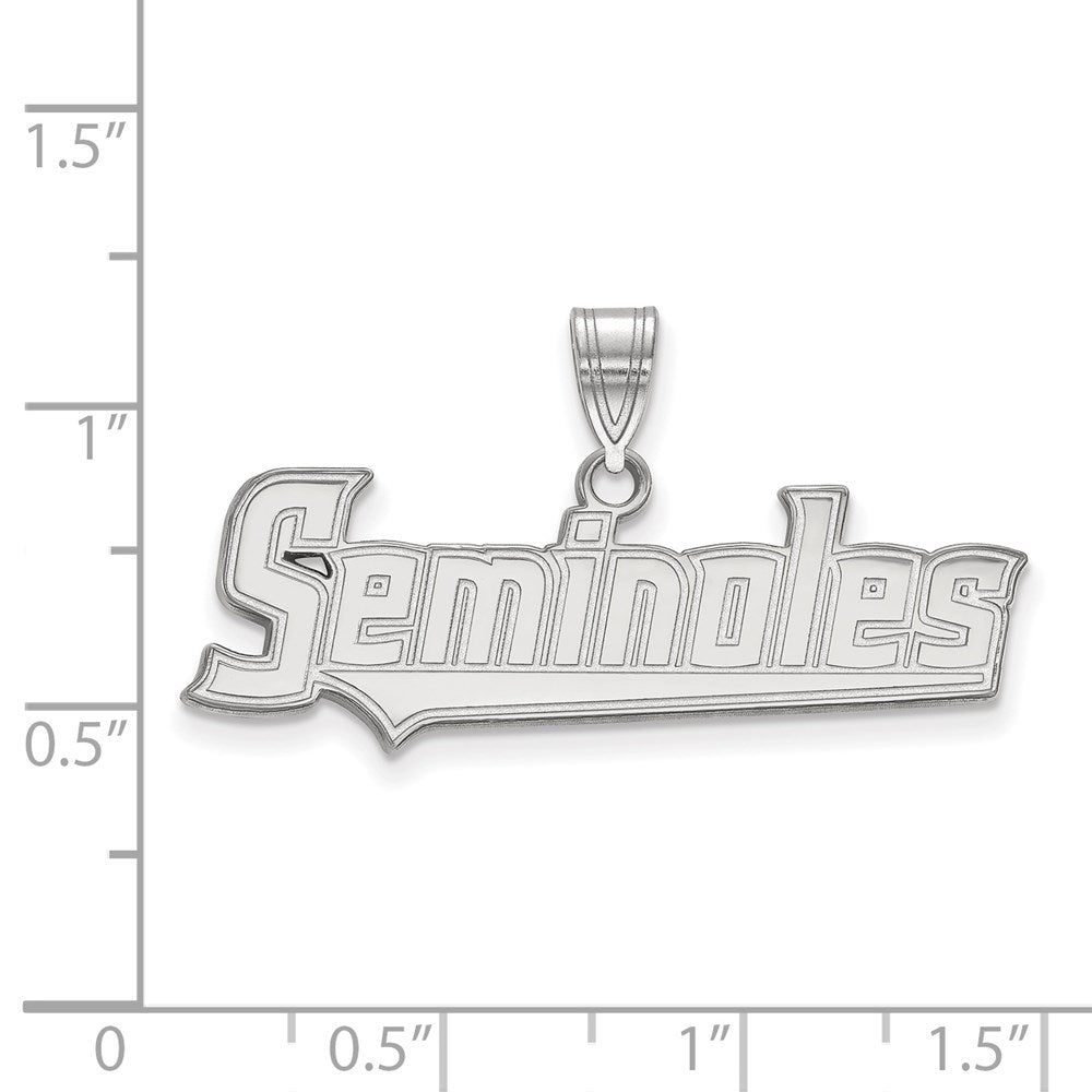 Sterling Silver Rhodium Plated Logoart Florida State University Seminoles Script Large Pendant
