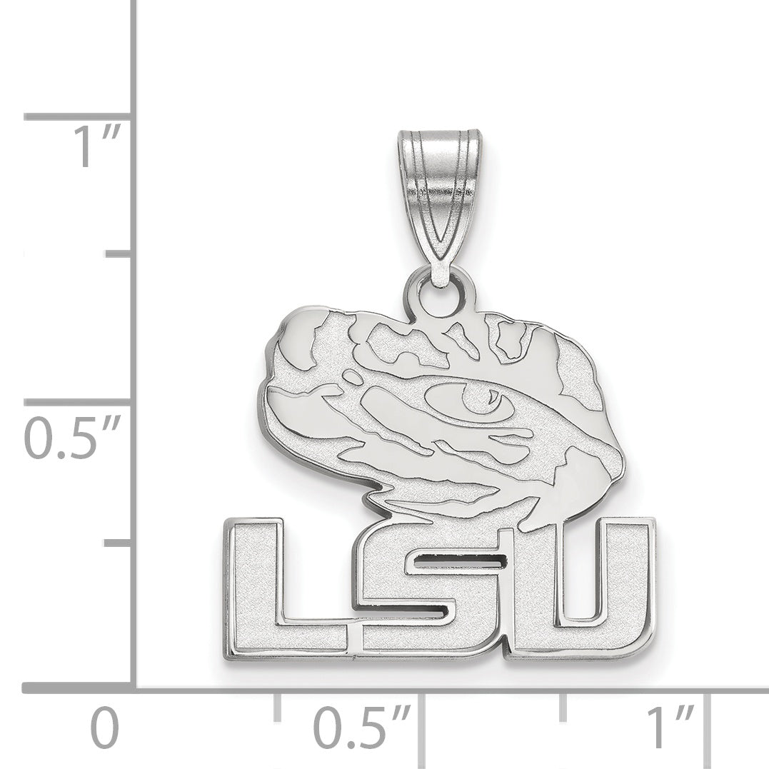10K White Gold Logoart Louisiana State University L S U Tiger Eye Medium Pendant