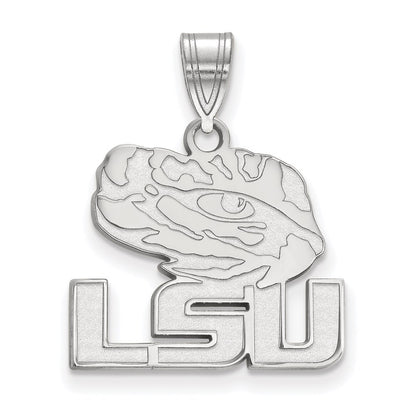 Sterling Silver Rhodium Plated Logoart Louisiana State University L S U Tiger Eye Medium Pendant