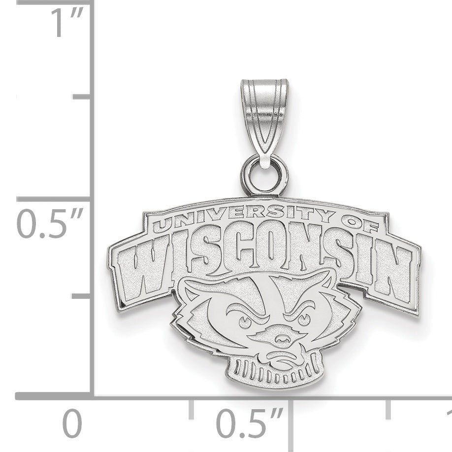 10K White Gold Logoart University Of Wisconsin Small Pendant