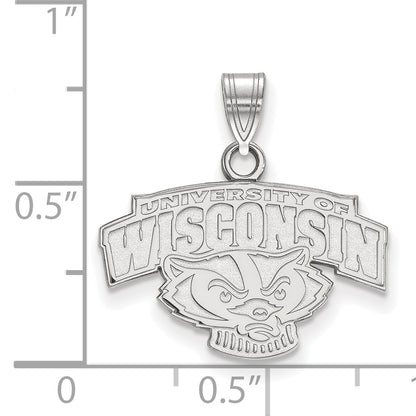 10K White Gold Logoart University Of Wisconsin Small Pendant