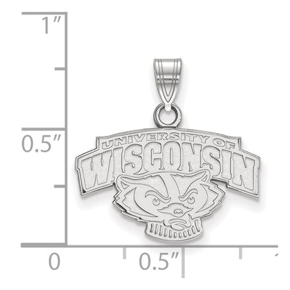 10K White Gold Logoart University Of Wisconsin Small Pendant