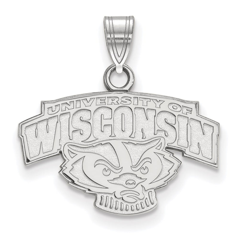 14K White Gold Logoart University Of Wisconsin Small Pendant