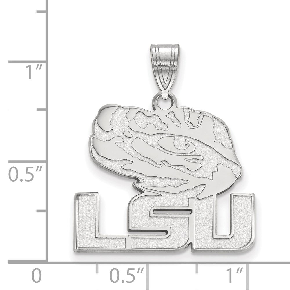 Sterling Silver Rhodium Plated Logoart Louisiana State University L S U Tiger Eye Large Pendant