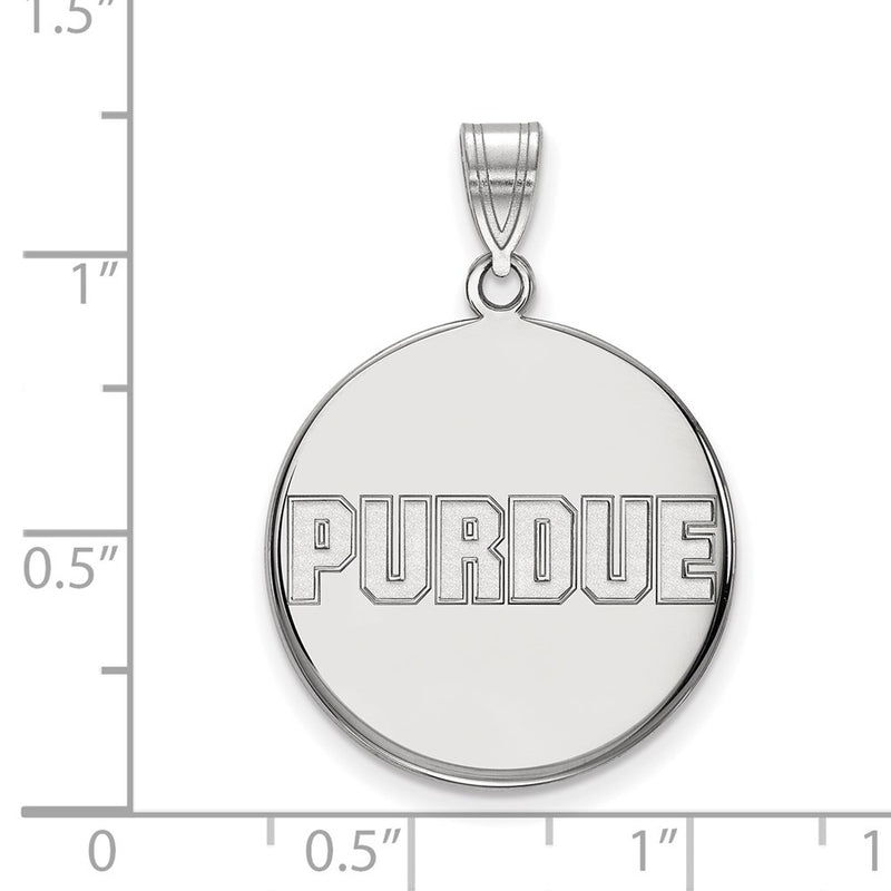 Sterling Silver Rhodium Plated Logoart Purdue University Block Type Large Disc Pendant