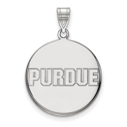 14K White Gold Logoart Purdue University Block Type Large Disc Pendant