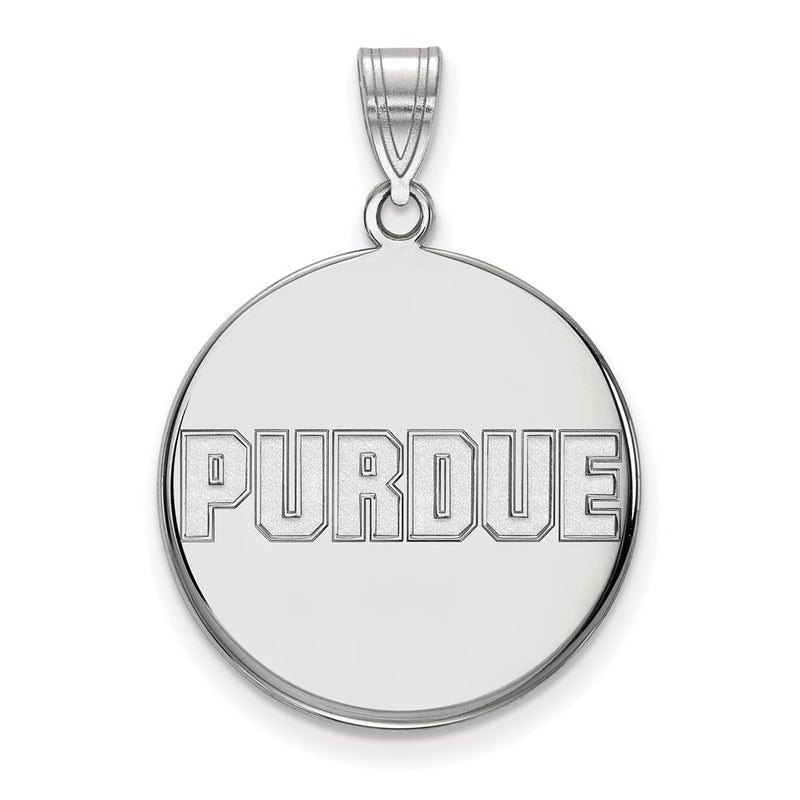 14K White Gold Logoart Purdue University Block Type Large Disc Pendant