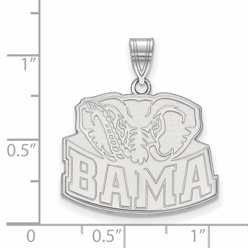 Sterling Silver Rhodium Plated Logoart University Of Alabama Elephant Large Pendant