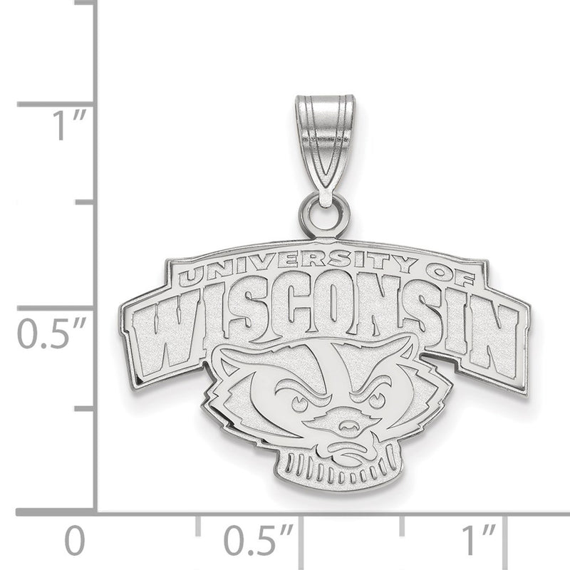 14K White Gold Logoart University Of Wisconsin Medium Pendant