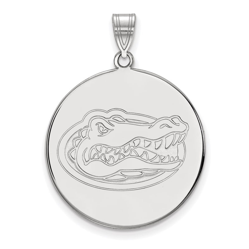 Sterling Silver Rhodium Plated Logoart University Of Florida Gator Extra Large Disc Pendant