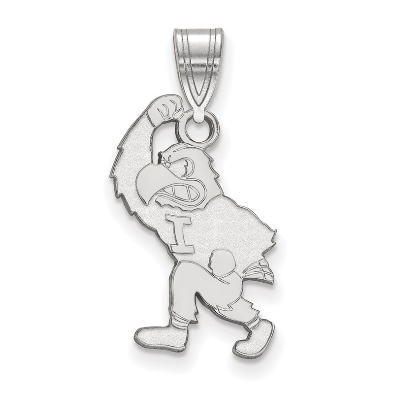 Sterling Silver Rhodium Plated Logoart University Of Iowa Hawk Mascot Large Pendant