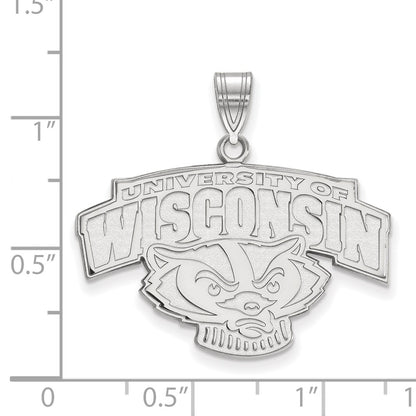 10K White Gold Logoart University Of Wisconsin Large Pendant