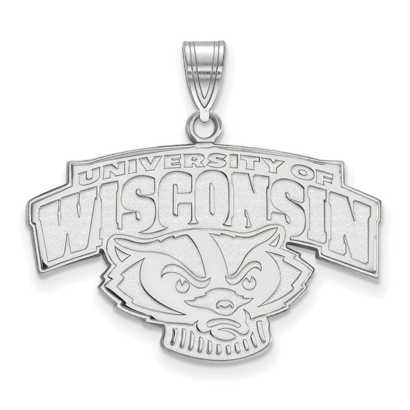 14K White Gold Logoart University Of Wisconsin Large Pendant