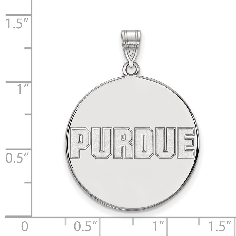 Sterling Silver Rhodium Plated Logoart Purdue University Block Type Extra Large Disc Pendant