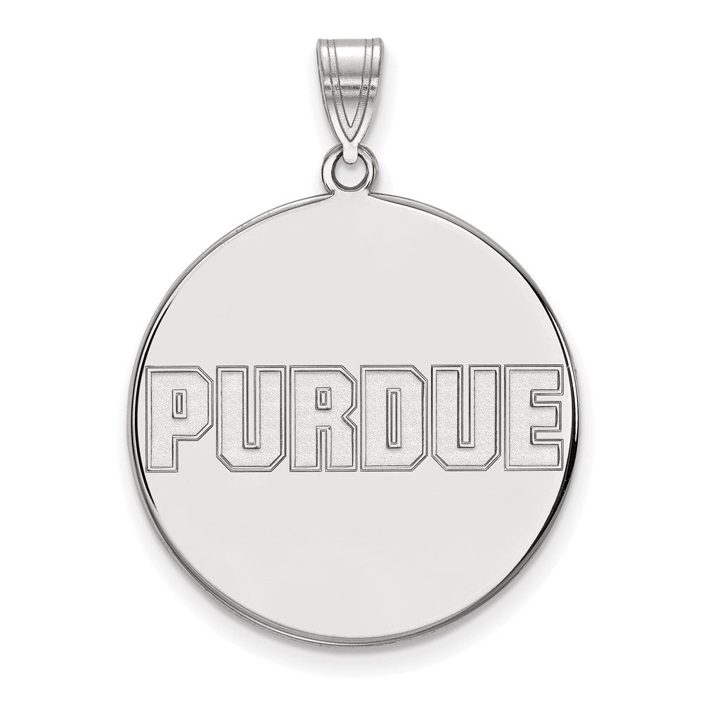 Sterling Silver Rhodium Plated Logoart Purdue University Block Type Extra Large Disc Pendant