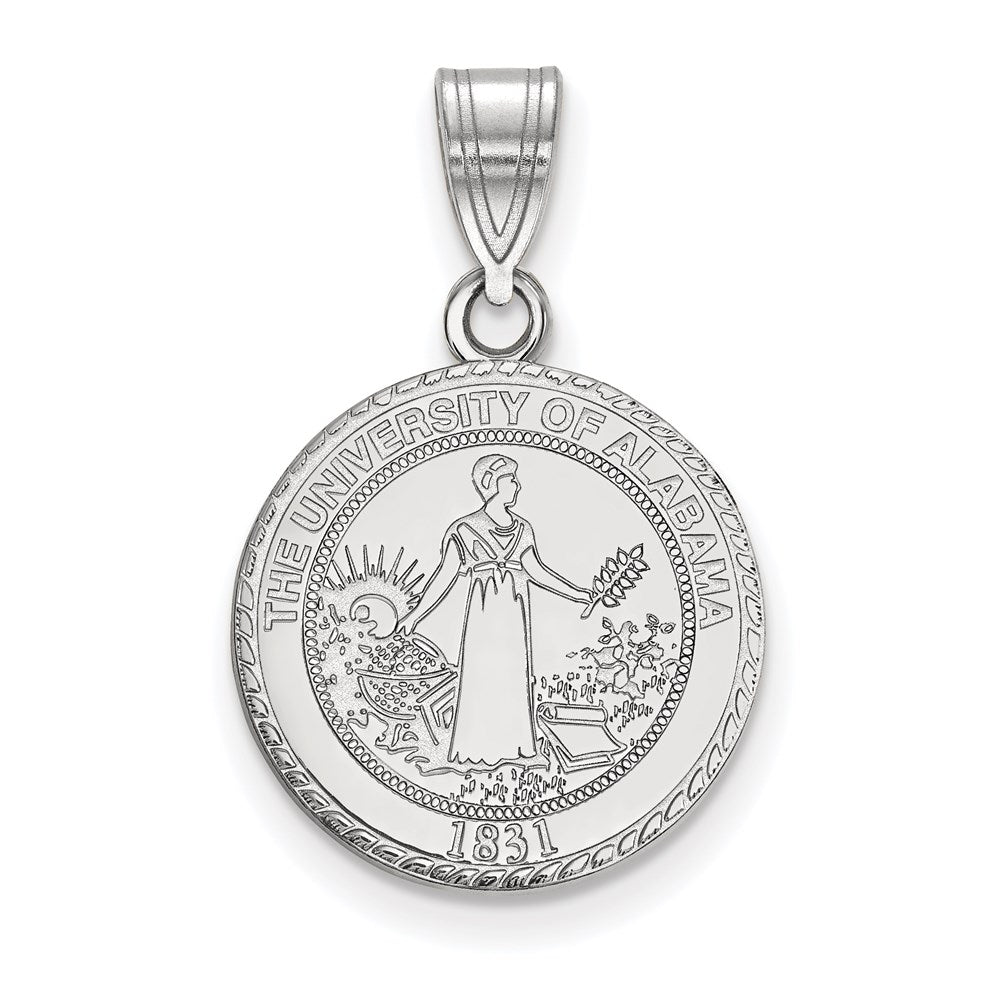 Sterling Silver Rhodium Plated Logoart University Of Alabama Medium Crest Pendant