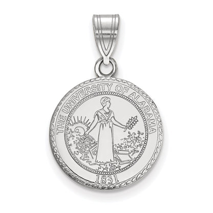 Sterling Silver Rhodium Plated Logoart University Of Alabama Medium Crest Pendant