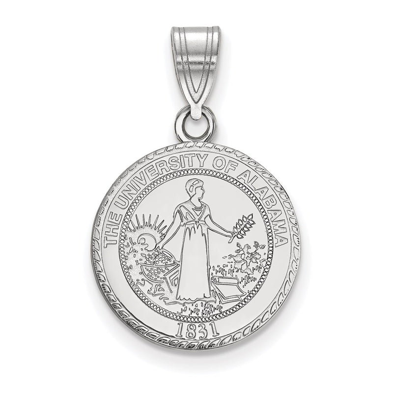 Sterling Silver Rhodium Plated Logoart University Of Alabama Medium Crest Pendant