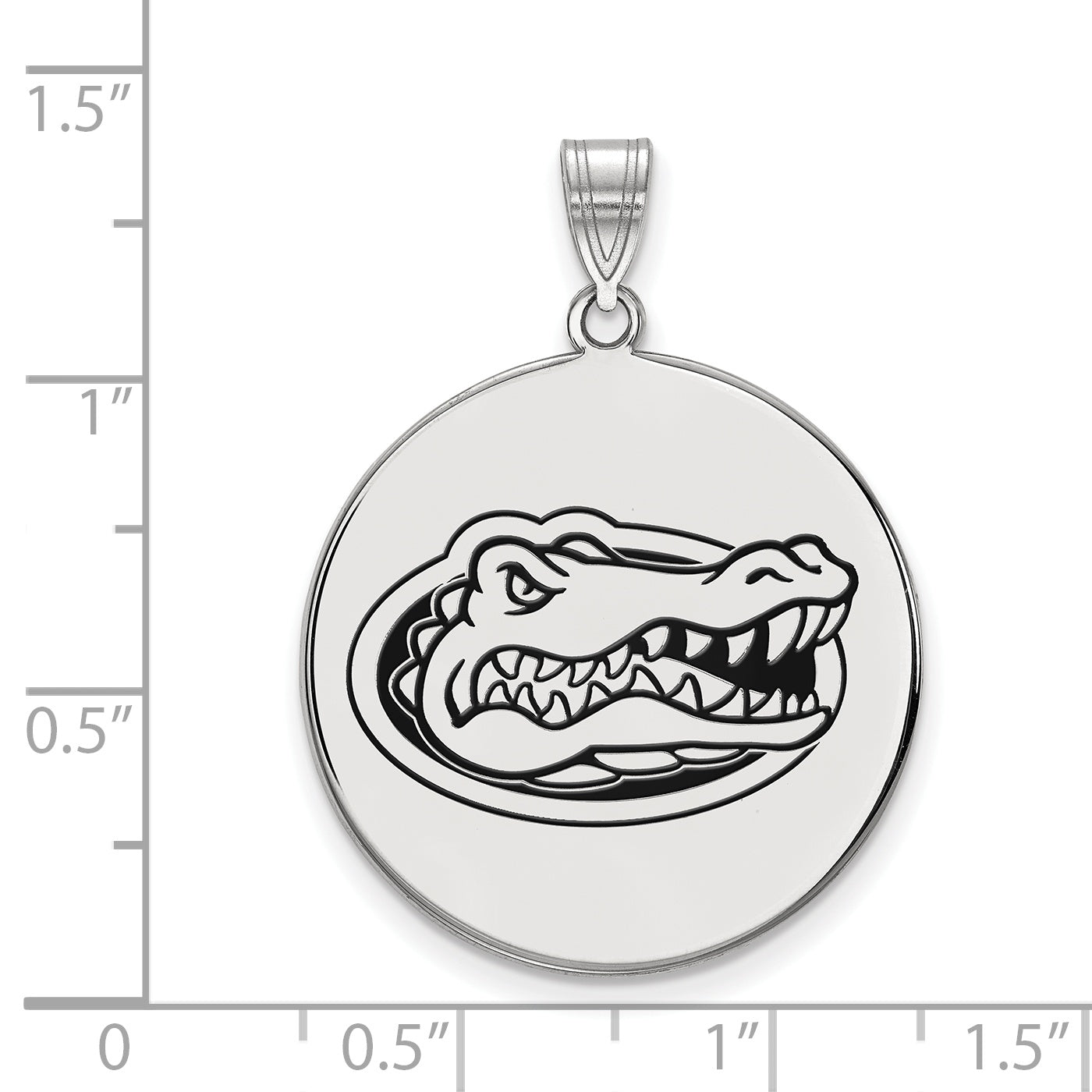 Sterling Silver Rhodium Plated Logoart University Of Florida Gator Extra Large Enameled Disc Pendant