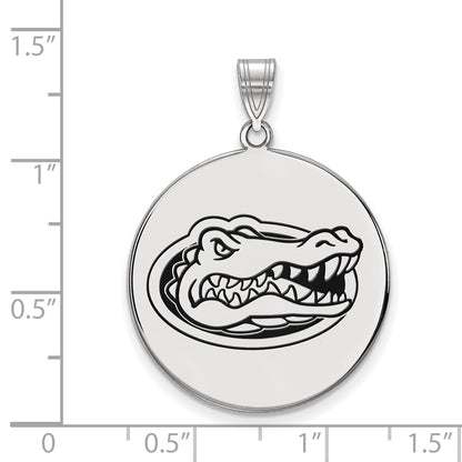 Sterling Silver Rhodium Plated Logoart University Of Florida Gator Extra Large Enameled Disc Pendant