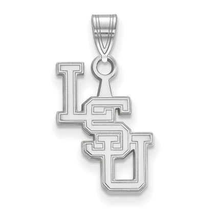 10K White Gold Logoart Louisiana State University L S U Small Pendant