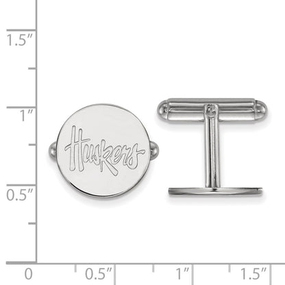 Sterling Silver Rhod-Pltd Logoart University of Nebraska Cuff Links