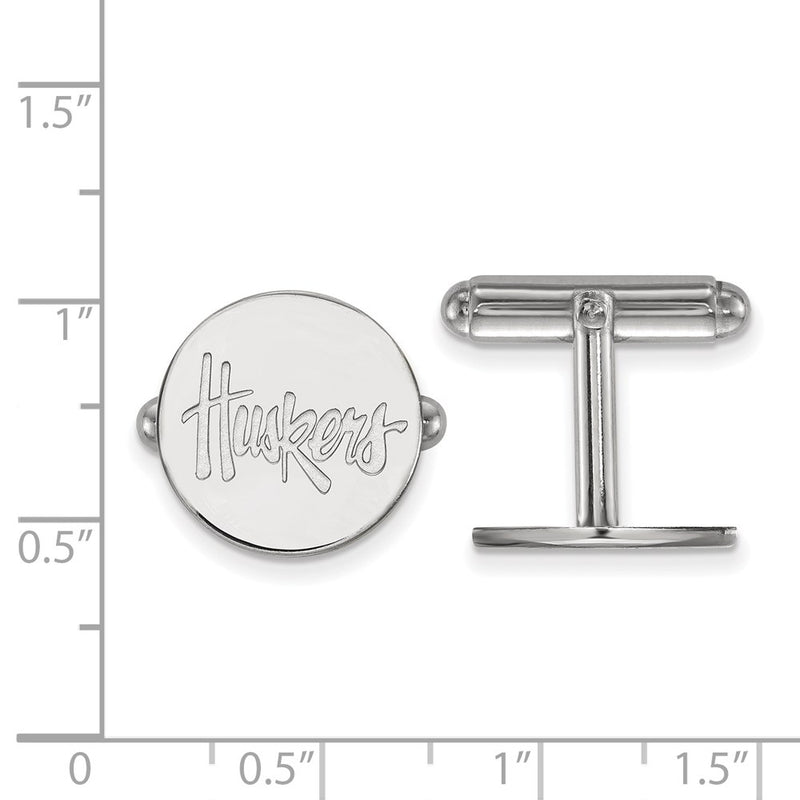Sterling Silver Rhod-Pltd Logoart University of Nebraska Cuff Links
