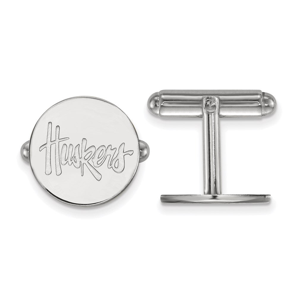Sterling Silver Rhod-Pltd Logoart University of Nebraska Cuff Links