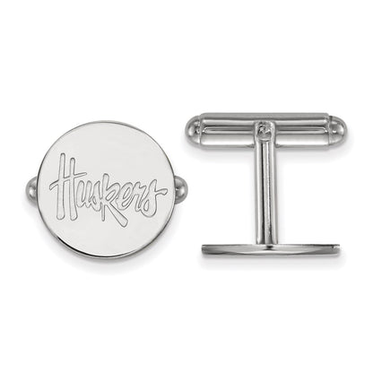 Sterling Silver Rhod-Pltd Logoart University of Nebraska Cuff Links