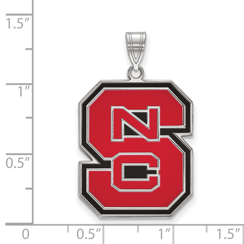 Sterling Silver Rhodium Plated Logoart North Carolina State University N C S Extra Large Enameled Pendant