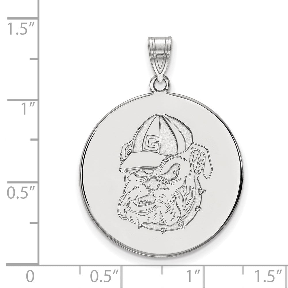 Sterling Silver Rhodium Plated Logoart University Of Georgia Bulldog Extra Large Disc Pendant