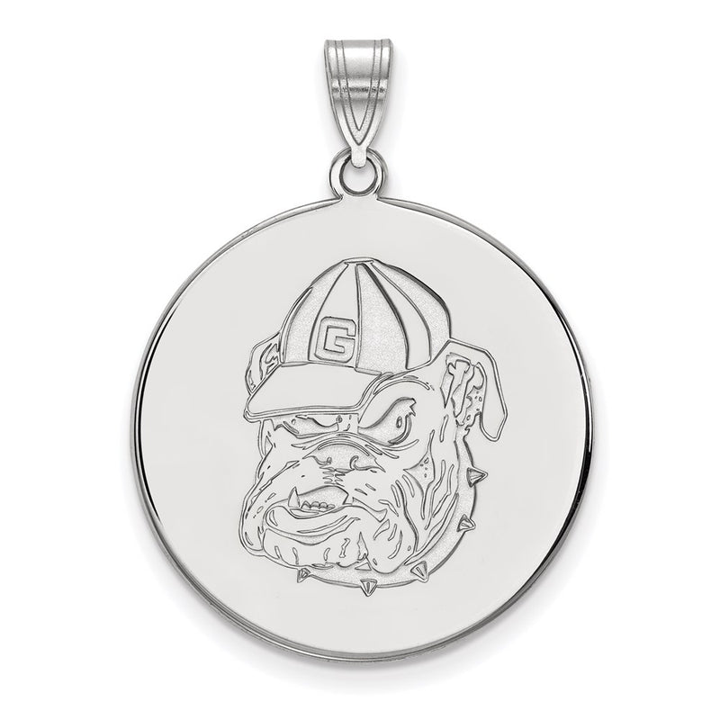 10K White Gold Logoart University Of Georgia Bulldog Extra Large Disc Pendant