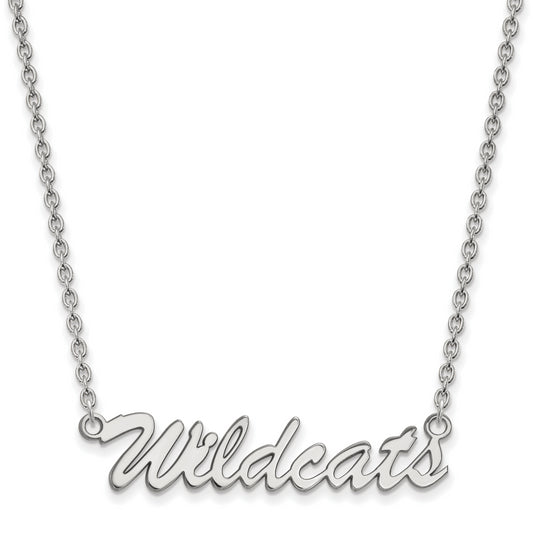Sterling Silver Rhodium Plated Logoart University Of Kentucky Wildcats Script Medium Pendant 18 Inch Necklace