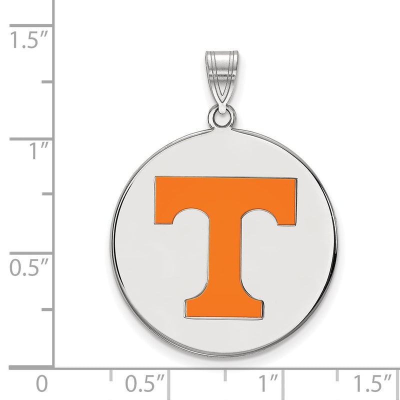 Sterling Silver Rhodium Plated Logoart University Of Tennessee Letter T Extra Large Enameled Disc Pendant