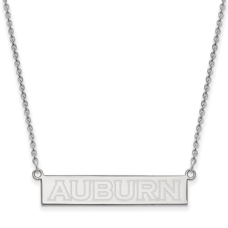Sterling Silver Rhodium Plated Logoart Auburn University Small Bar 18 Inch Necklace