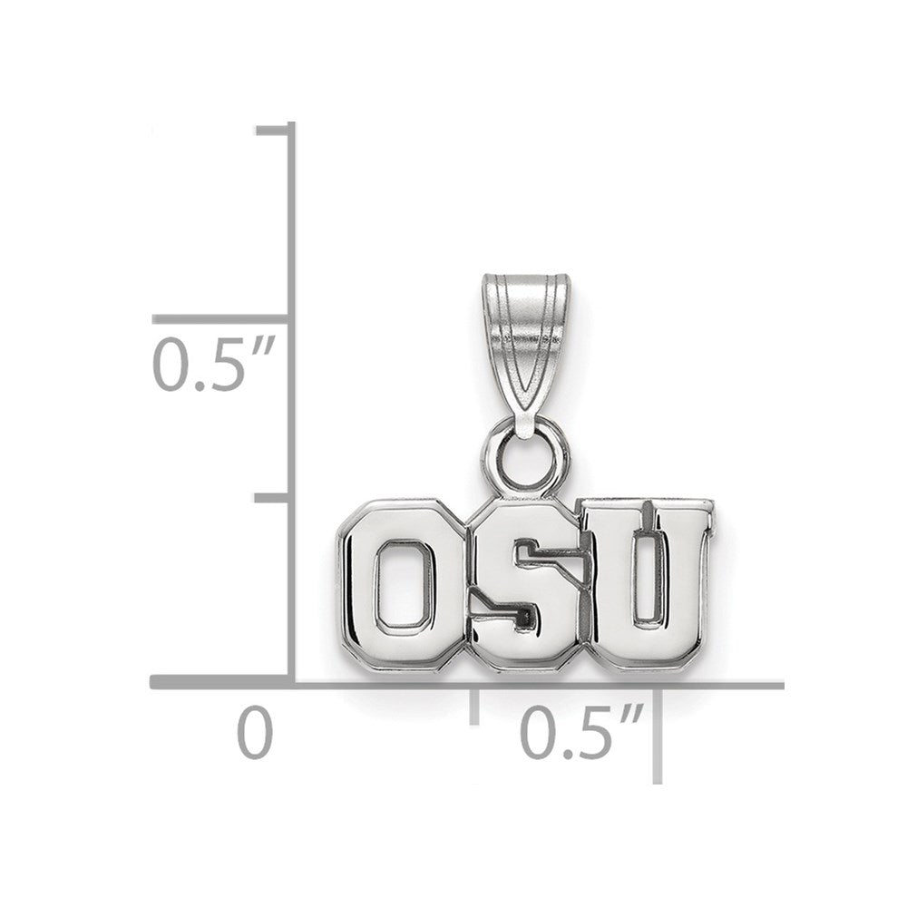 Sterling Silver Rhodium Plated Logoart The Ohio State University O S U Small Pendant