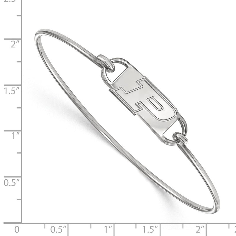 Sterling Silver Rhodium Plated Logoart Purdue University Letter P Small Center 7 Inch Wire Bangle