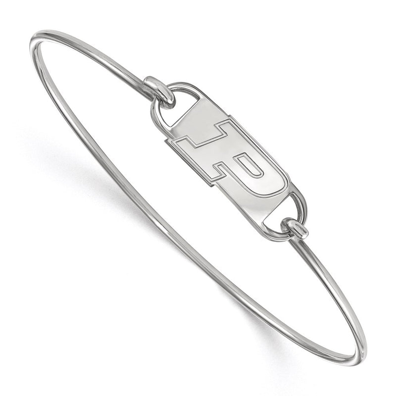 Sterling Silver Rhodium Plated Logoart Purdue University Letter P Small Center 7 Inch Wire Bangle