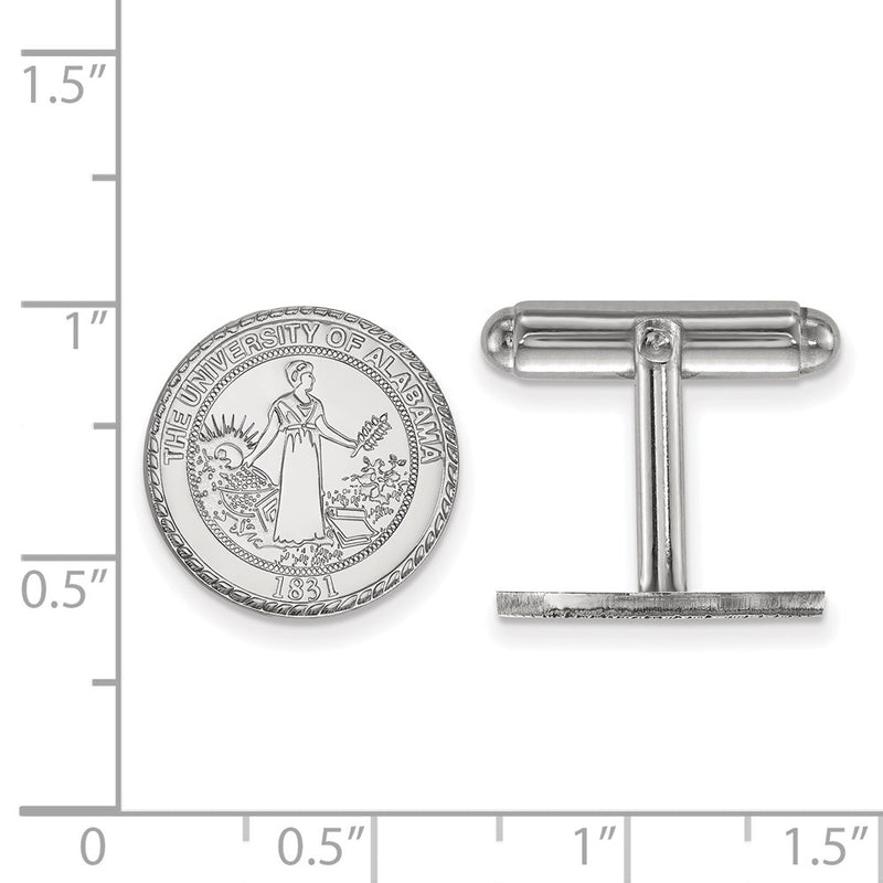 Sterling Silver Rhodium Plated Logoart University of Alabama Crest Cuff Links