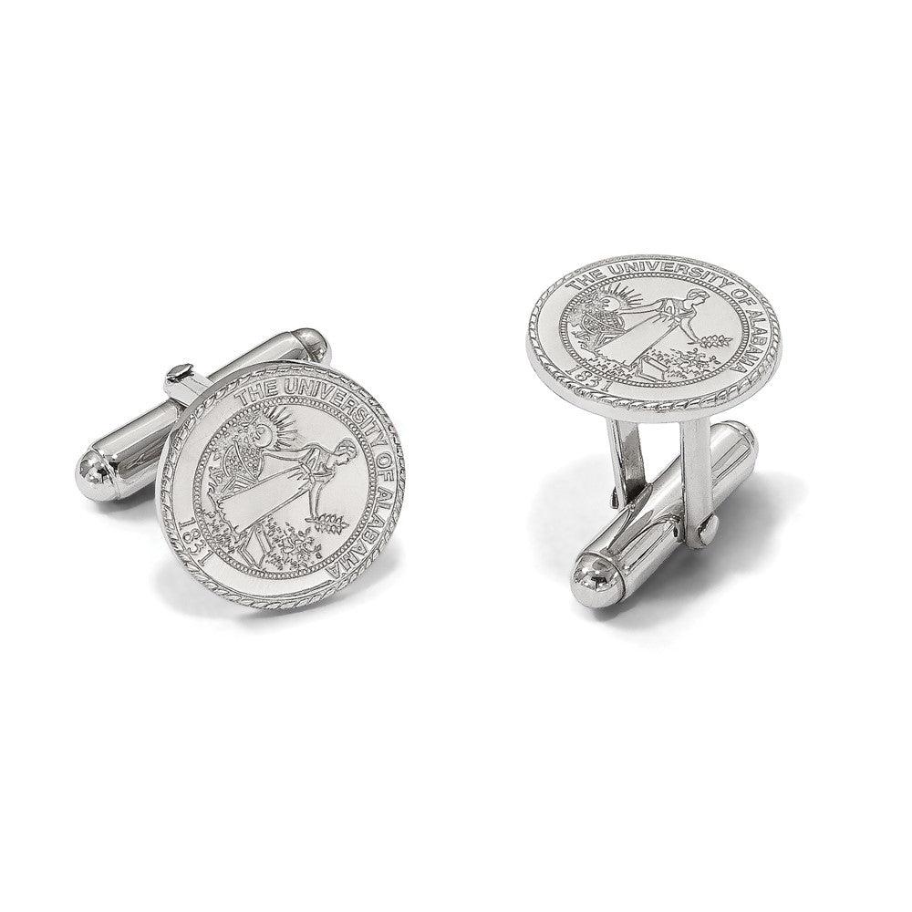Sterling Silver Rhodium Plated Logoart University of Alabama Crest Cuff Links
