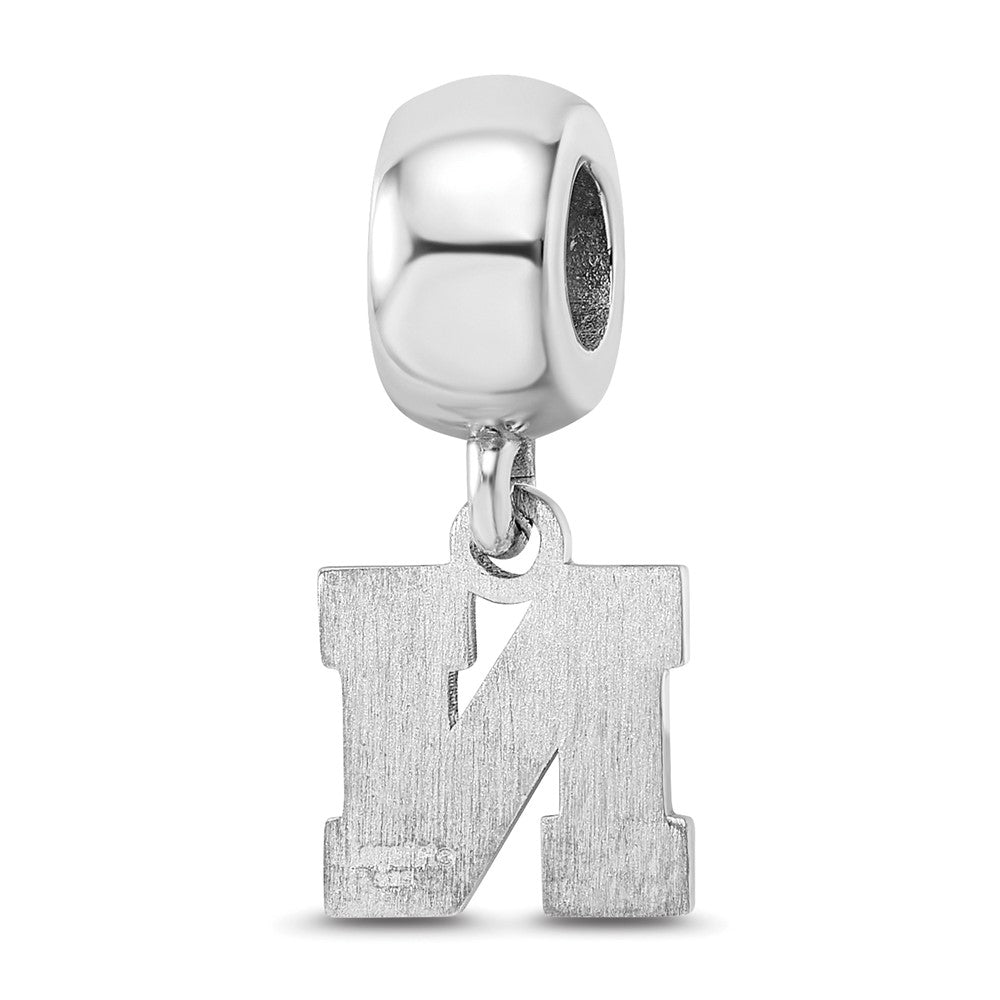 Sterling Silver Rhod-Pltd Logoart University of Nebraska Xs Dangle Bead