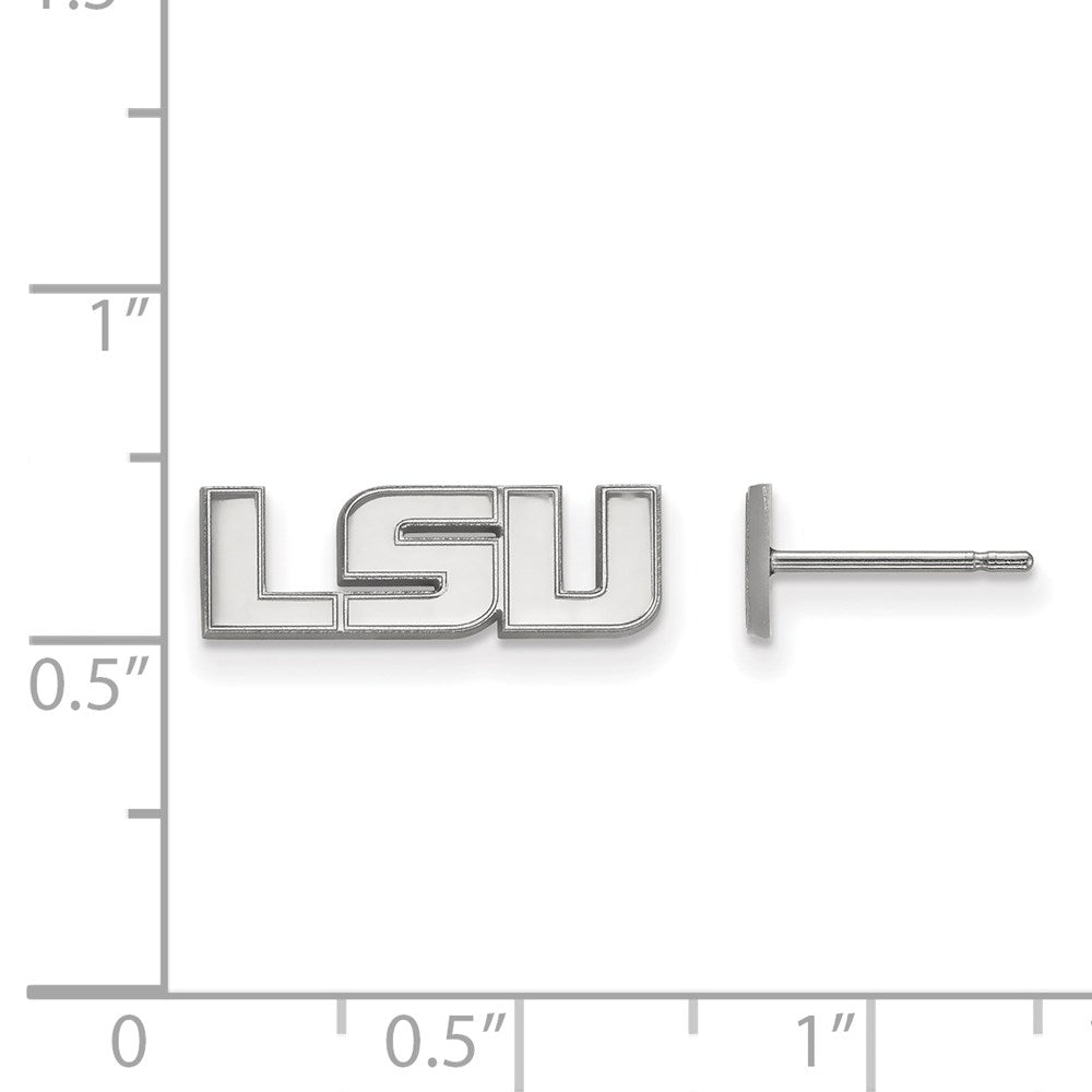 14K White Gold Logoart Louisiana State University L S U Extra Small Post Earrings