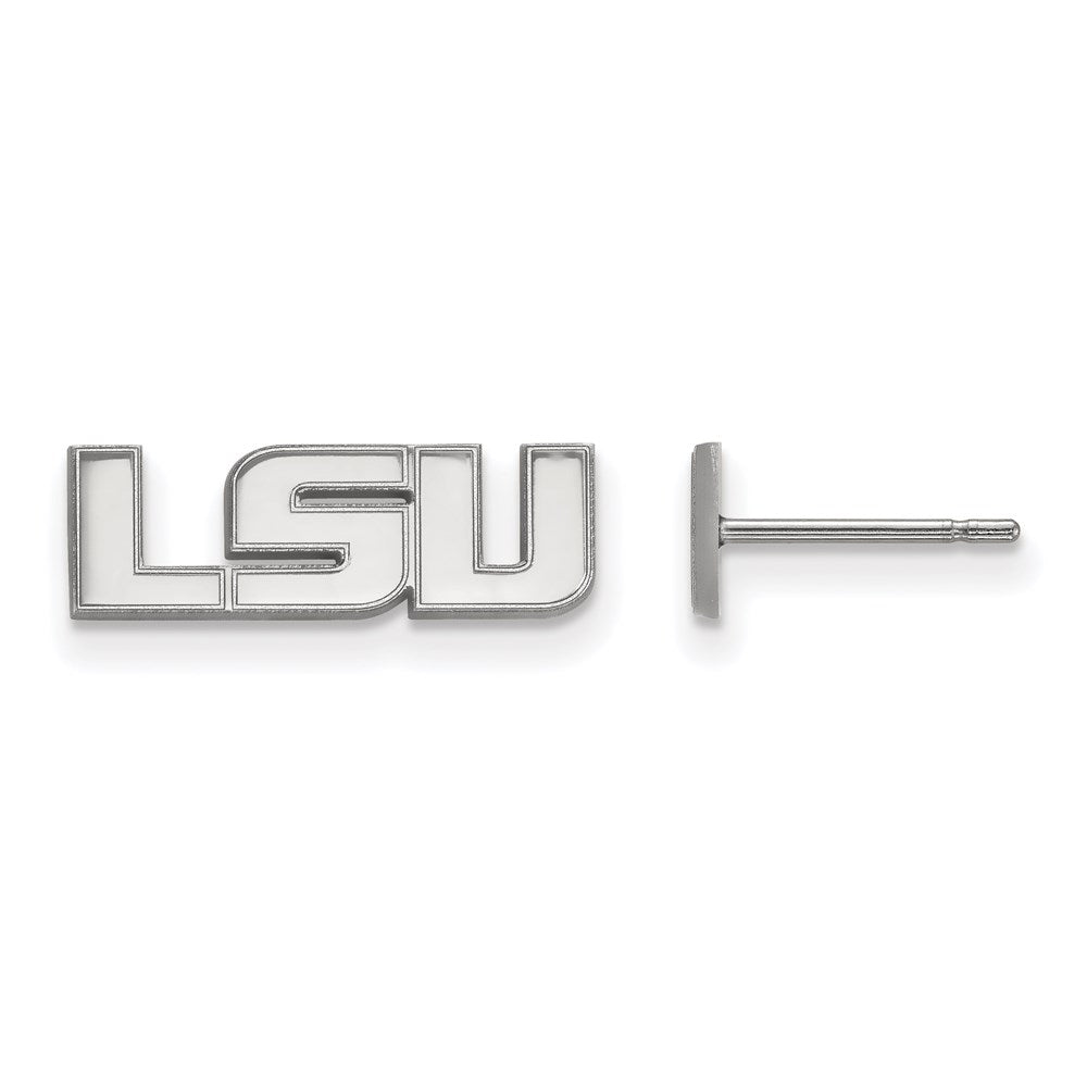 14K White Gold Logoart Louisiana State University L S U Extra Small Post Earrings