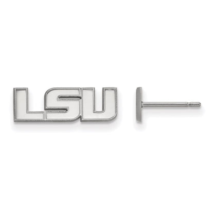 14K White Gold Logoart Louisiana State University L S U Extra Small Post Earrings